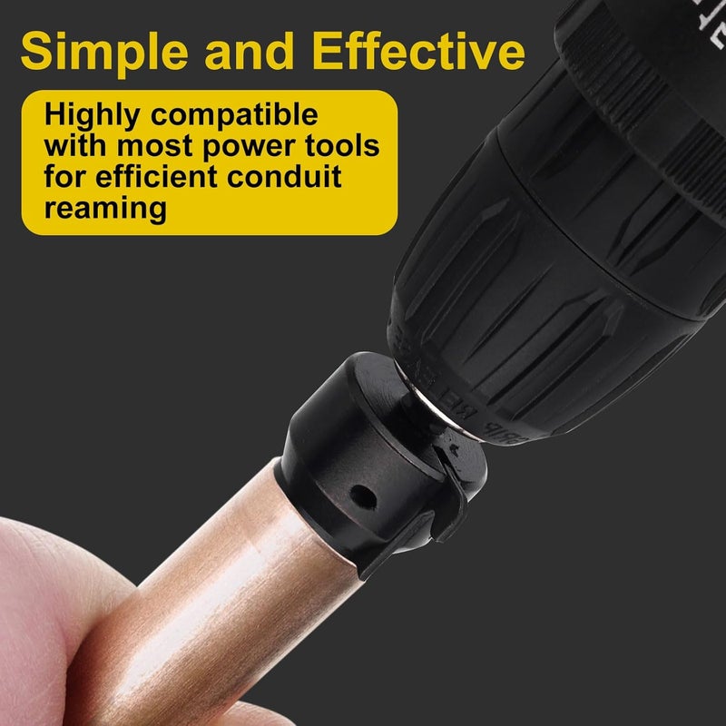 VALKYNOS Conduit Reamer, Pipe Reamer Tool with Improved Bit Retention, Reaming Screwdriver for 1/2-Inch, 3/4-Inch and 1-Inch Conduit Pipe, Deburring and Chamfering - Image 2